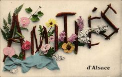 Friendships of Alsace - Souvenir - flower CPA