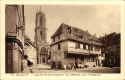 Selestat - Church St George and Market in Poisson CPA