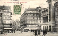 Rouen - Street of the Republic - CPA