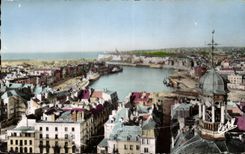 Dieppe - View on Before Port and Train station CPA
