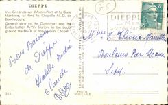 Dieppe - View on Before Port and Train station CPA