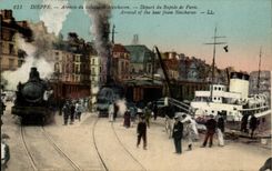 Dieppe - Arrival of the Boats of Newhaven - Departure of the Rapid of Paris - train - CPA