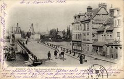 Elbeuf - the suspension Bridge and Saint Aubin CPA