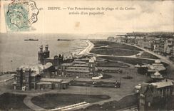 Dieppe - panoramische Ansicht des Strandes und des Kasinos kam von einem Dampfer an - Dampfer - CPA