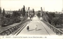 Elbeuf - View of the Suspension Bridge and sight on Elbeuf Saint Aubin CPA
