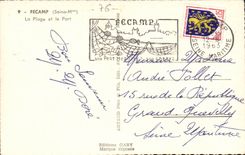 Fecamp - der Strand und der Hafen CPA