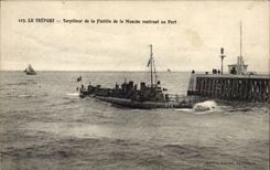 Treport - Zerstorer der Flotille des englischen Kanals der zum Hafen zuruckgeht - CPA