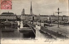 Rouen - the Cathedral and the Boieldieu bridge - CPA