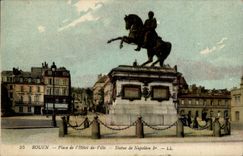 Rouen - Place of the Town hall - Statue of Napoleon i - CPA