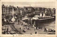 Dieppe - Train station Maritime - Departure of the rapid for Paris - CPA Train Steamer