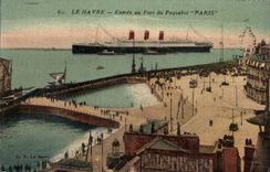 Le Havre - Eingang mit dem Hafen des Paris-Dampfers - Dampfer - CPA