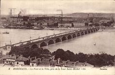 Bordeaux - the Bridge and the City - taken Tower Saint Michel - CPA