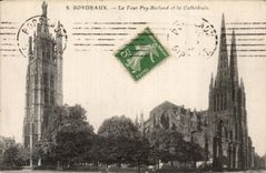 Bordeaux - the Tower Pey Berland and the Cathedral - CPA