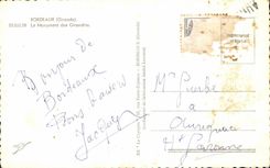 Bordeaux - Monument of the Of Gironde CPA