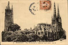 CPA Bordeaux Turn Pey Berland and cathedral Saint Andre