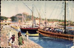 Inseln von Hyeres CPA der Hafen und der Pier