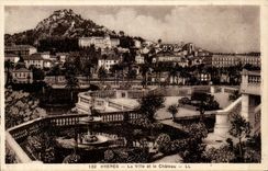 Hyeres Palmen CPA die Stadt und das Schloss