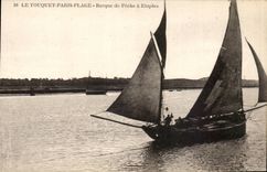 Touquet Paris Strand - kleines Fischerboot hat Etaples - CPA