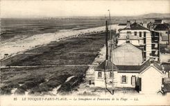 Touquet Paris Beach - the Semaphore and Panorama of the Beach - CPA