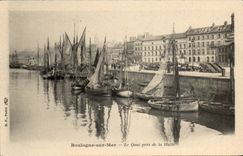 Boulogne on Sea - the Quay close to the Market - boat - boat CPA