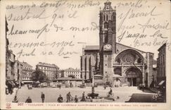 Toulouse - Place et Cathedrale Saint Etienne - velo - CPA 