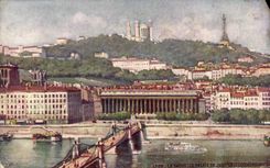Lyon - the Saone - Law courts and Fourviere Slope - CPA