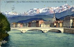 Grenoble - Sight on Isere and the Alpine range - CPA