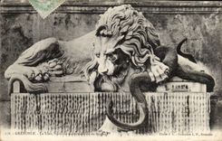 Grenoble - the Lion - Monumental Fountain - CPA snake snake
