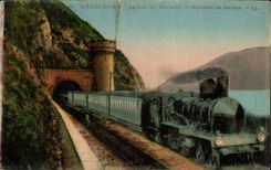 Aix les Bains - train - the Lake of Le Bourget - Rocks of Let us break CPA