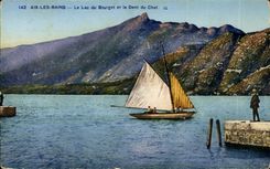 Aix les Bains - Lake of Le Bourget - Tooth of the Cat - Sailing ship - Sailboat - boat - CPA