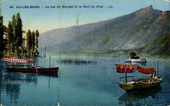 Aix les Bains - Lake of Le Bourget - Tooth of the Cat - boat - boat - CPA