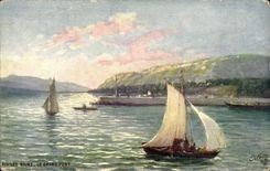 Aix les Bains - the Large Port - Sailing ship - saiboat - boat - CPA