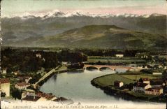 Grenoble - Isere the Bridge of the Green Island T the Alpine range CPA