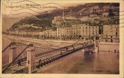 Grenoble - Isere - the Suspended bridge and the Quay Stone quarry - CPA