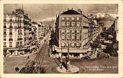 Grenoble - Place of the Station and the Alps CPA