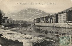Grenoble CPA quays and mountains seen of the green island
