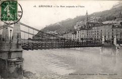 Grenoble CPA the suspended bridge and Isere