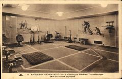 CPA Normandy Steamer of the General Company Transatlantic Room of physical culture (steamer ski)