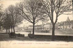 Trawl-net on the Saone - Seen from of the Hospital - CPA