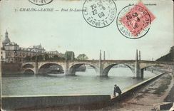 Trawl-net on the Saone - St Laurent Bridge - CPA