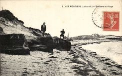 Moutiers - Felsen und Strand - CPA