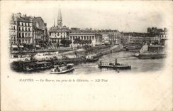 Nantes - the Stock Exchange seen from of Gloriette - boat - boat - CPA