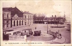 Saint Nazaire CPA Train station and the station of the buses