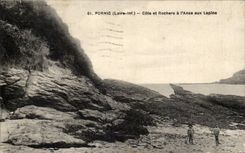 Pornic CPA Dimensions and rocks with the handle with rabbits