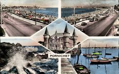 Pornichet MODERN CARD the beach turrets the embankment the port rocks
