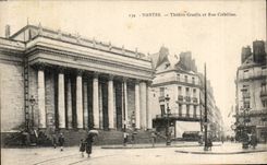 Nantes CPA Graslin Theater and street Crebillon