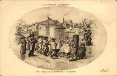 CPA Auvergne Area of Clermont The bourree (folklore caps costume)