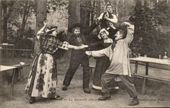 CPA Auvergne The bourree (folklore caps costume)