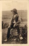 Auvergne CPA a young shepherd (folklore costume)