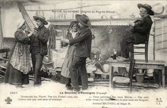 Auvergne CPA The bourree (folklore costume dances)